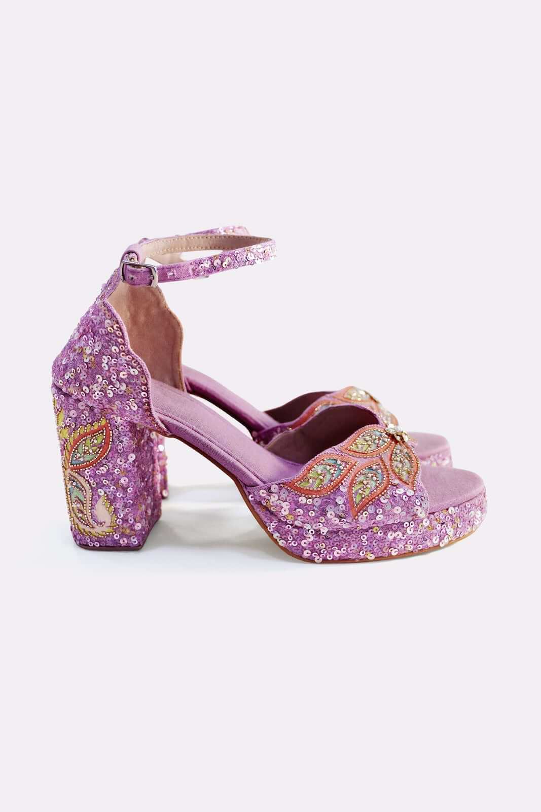 PURPLE WINGS PLATFORM HEELS