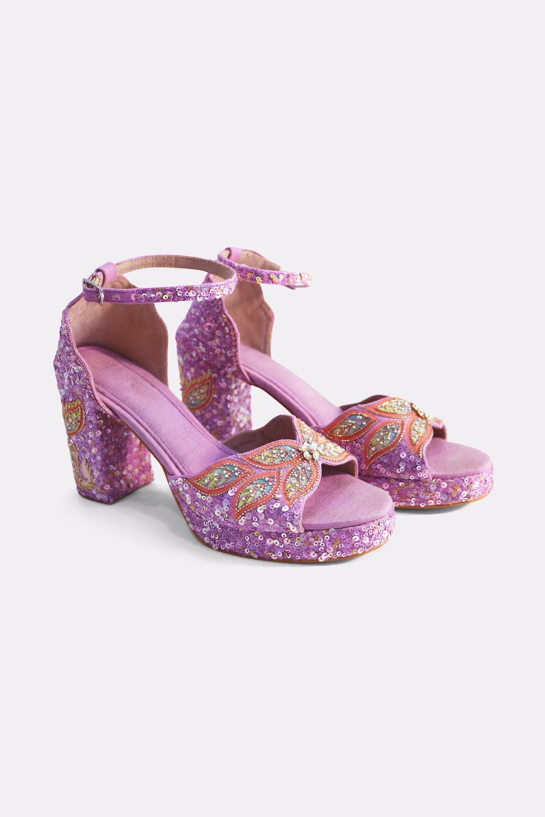 PURPLE WINGS PLATFORM HEELS