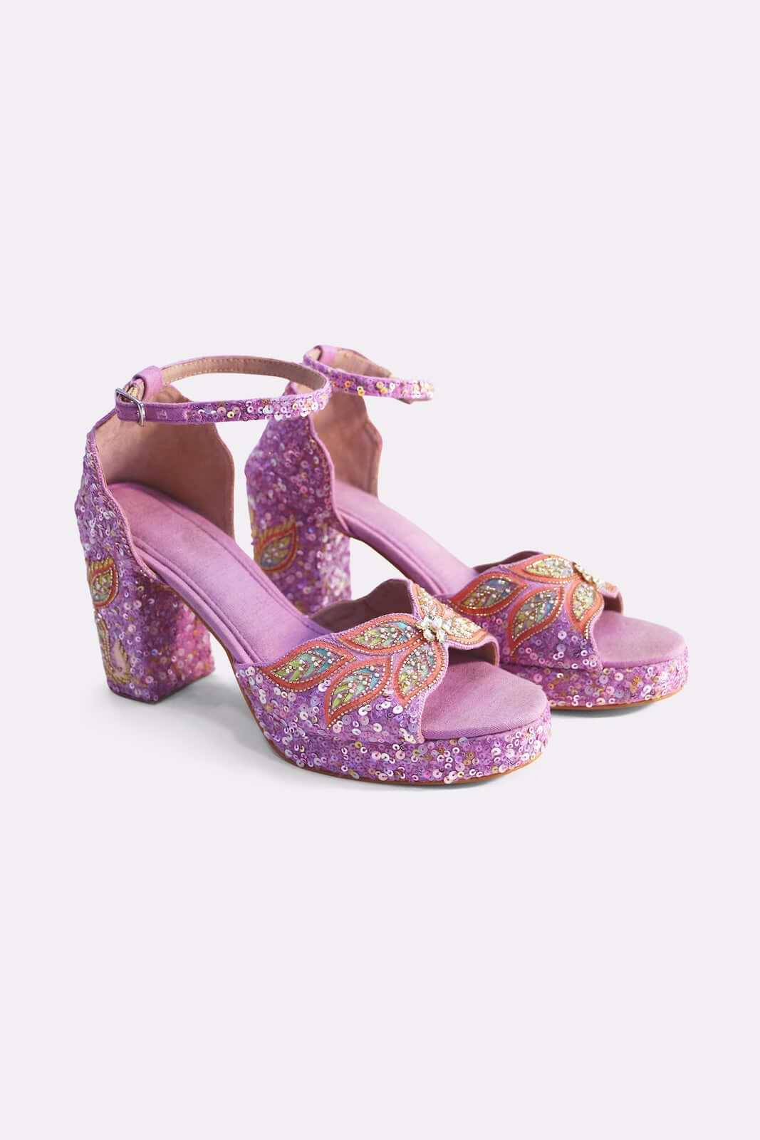 PURPLE WINGS PLATFORM HEELS