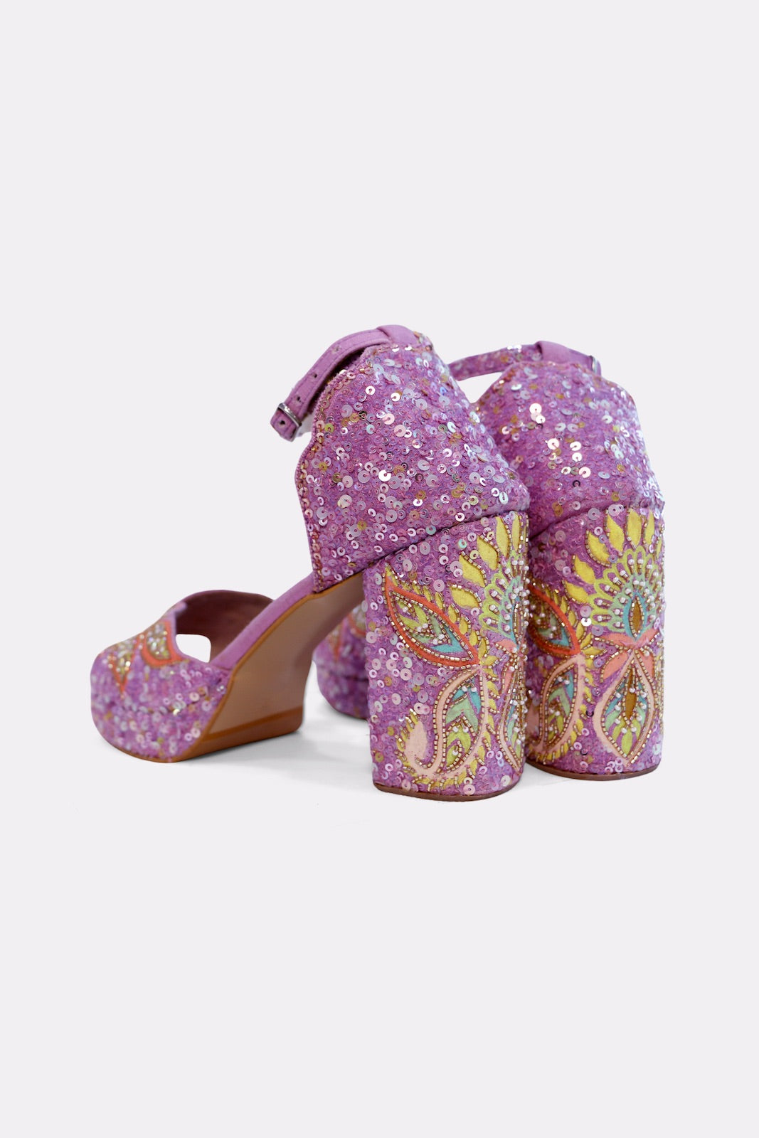 PURPLE WINGS PLATFORM HEELS
