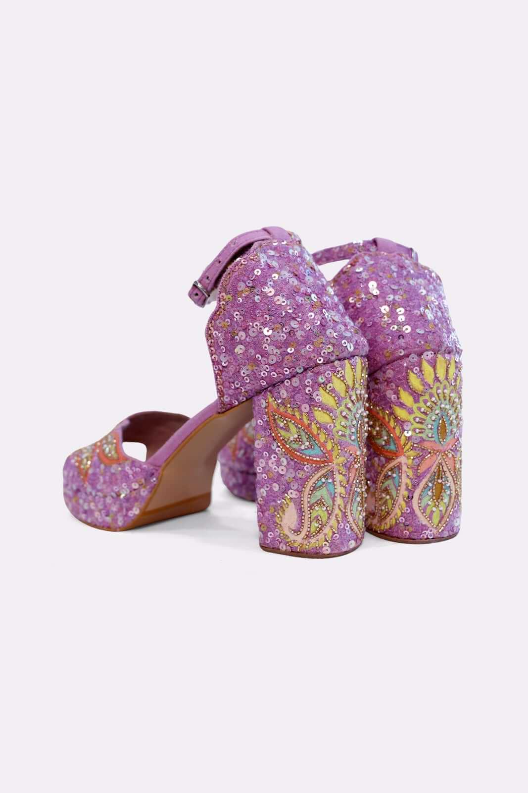 PURPLE WINGS PLATFORM HEELS