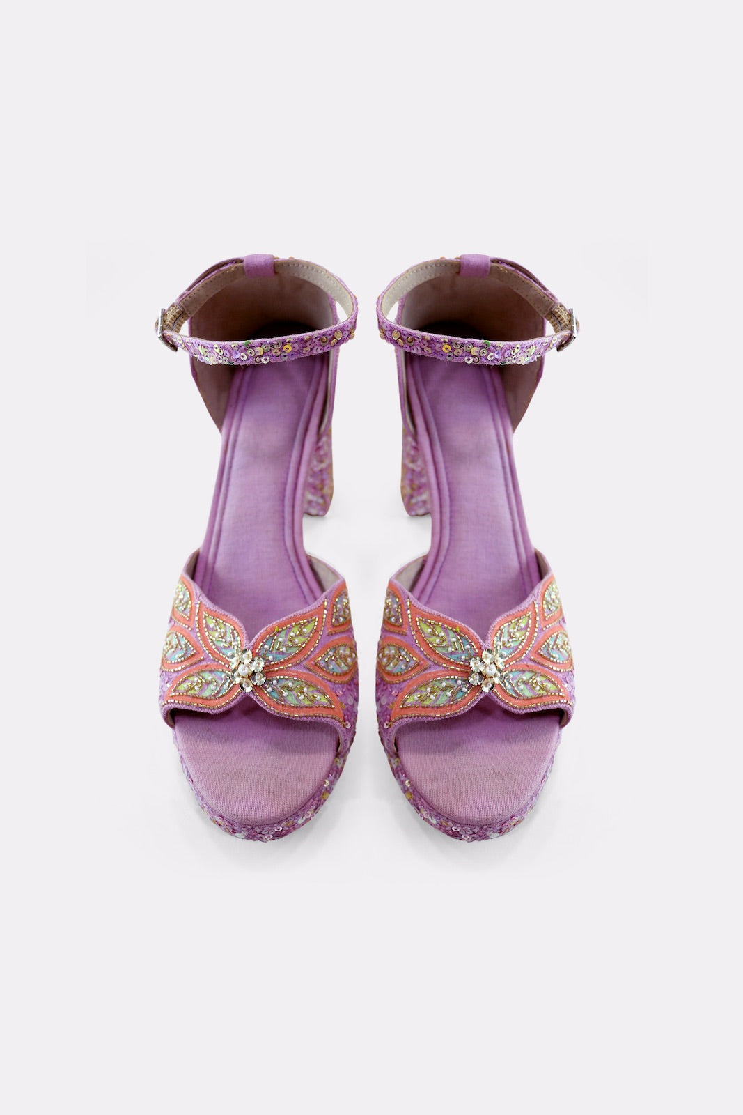PURPLE WINGS PLATFORM HEELS