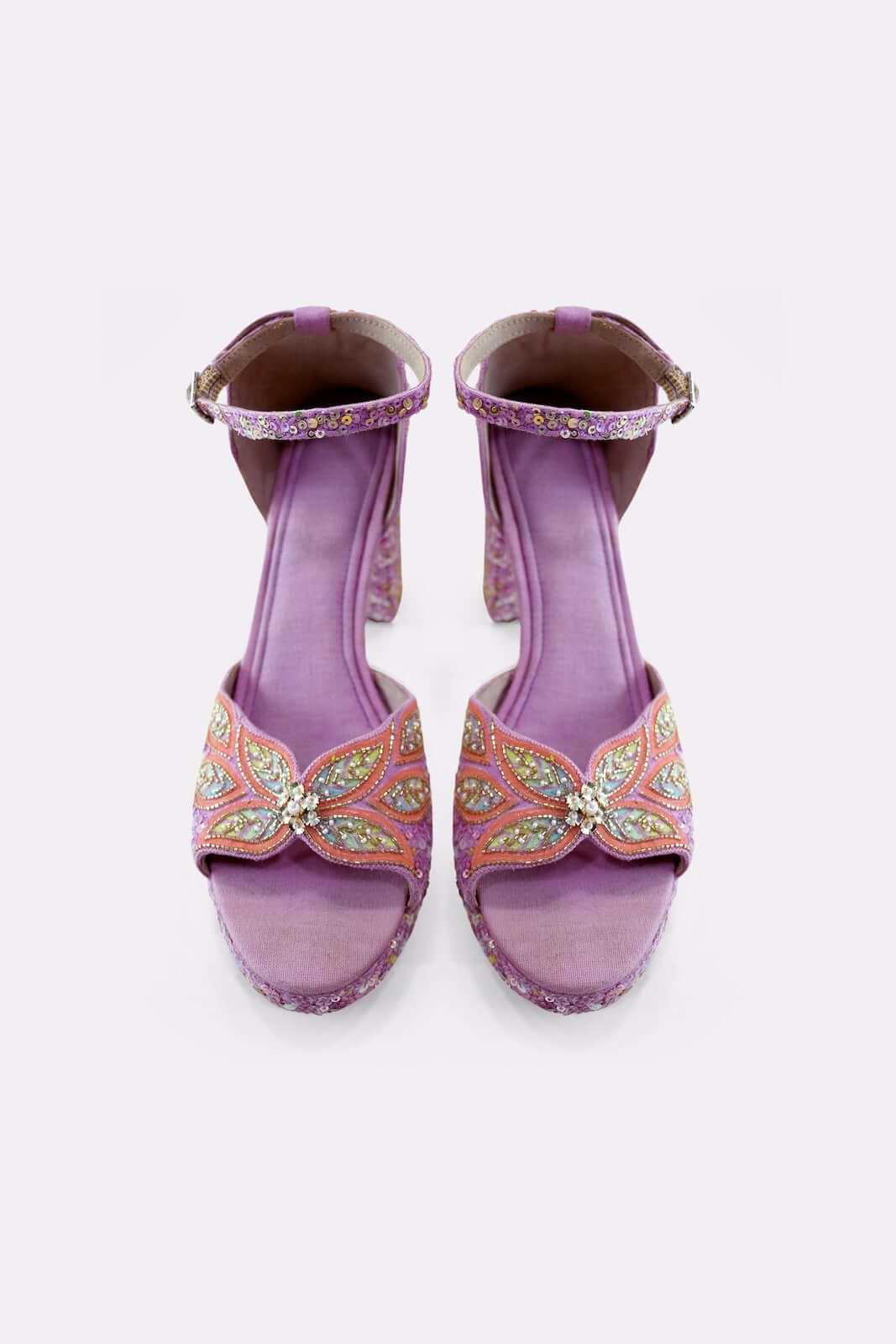 PURPLE WINGS PLATFORM HEELS