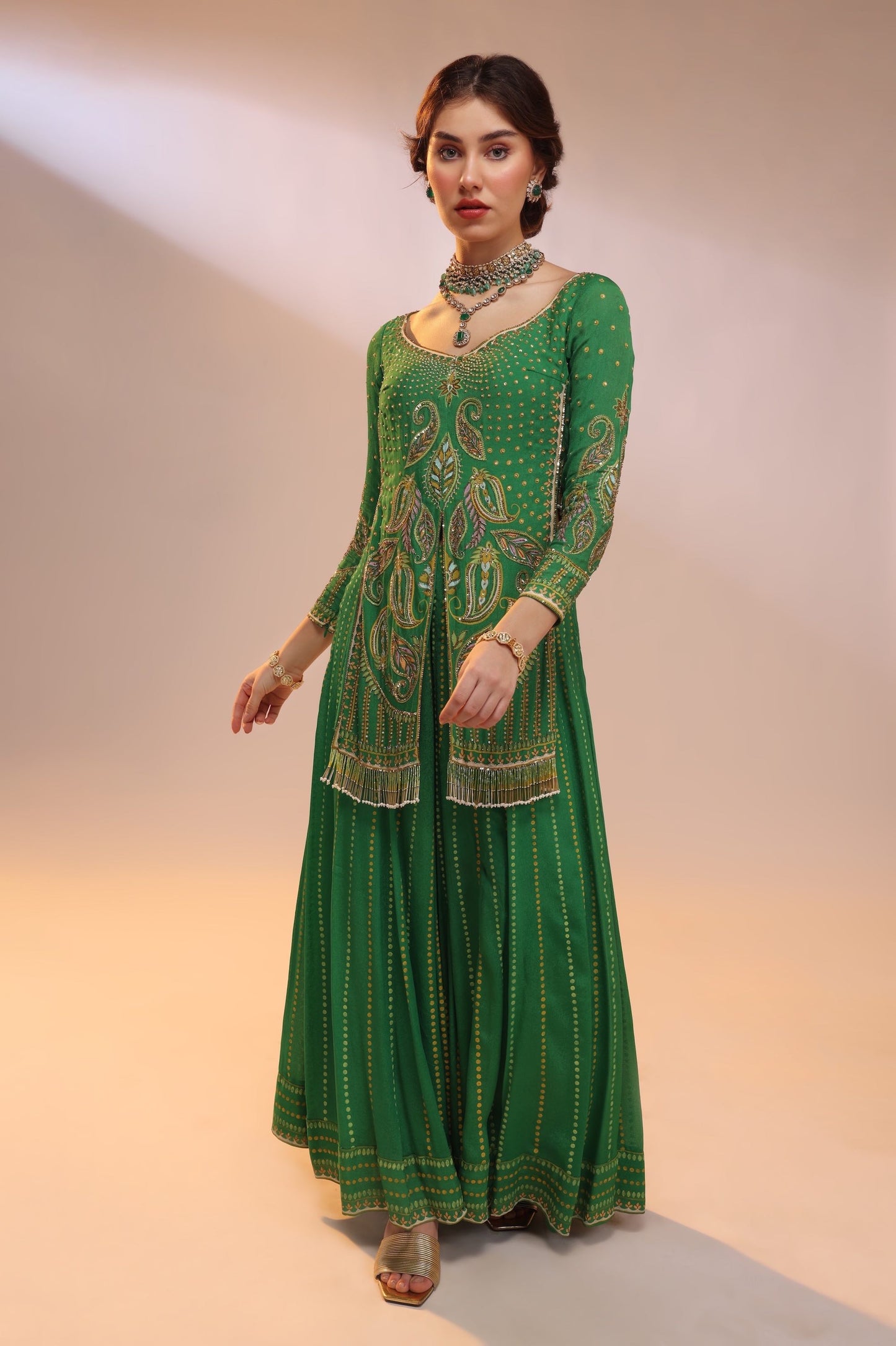 GREEN MANG FLAP PALAZZO SET