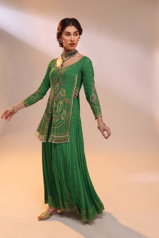 GREEN MANG FLAP PALAZZO SET