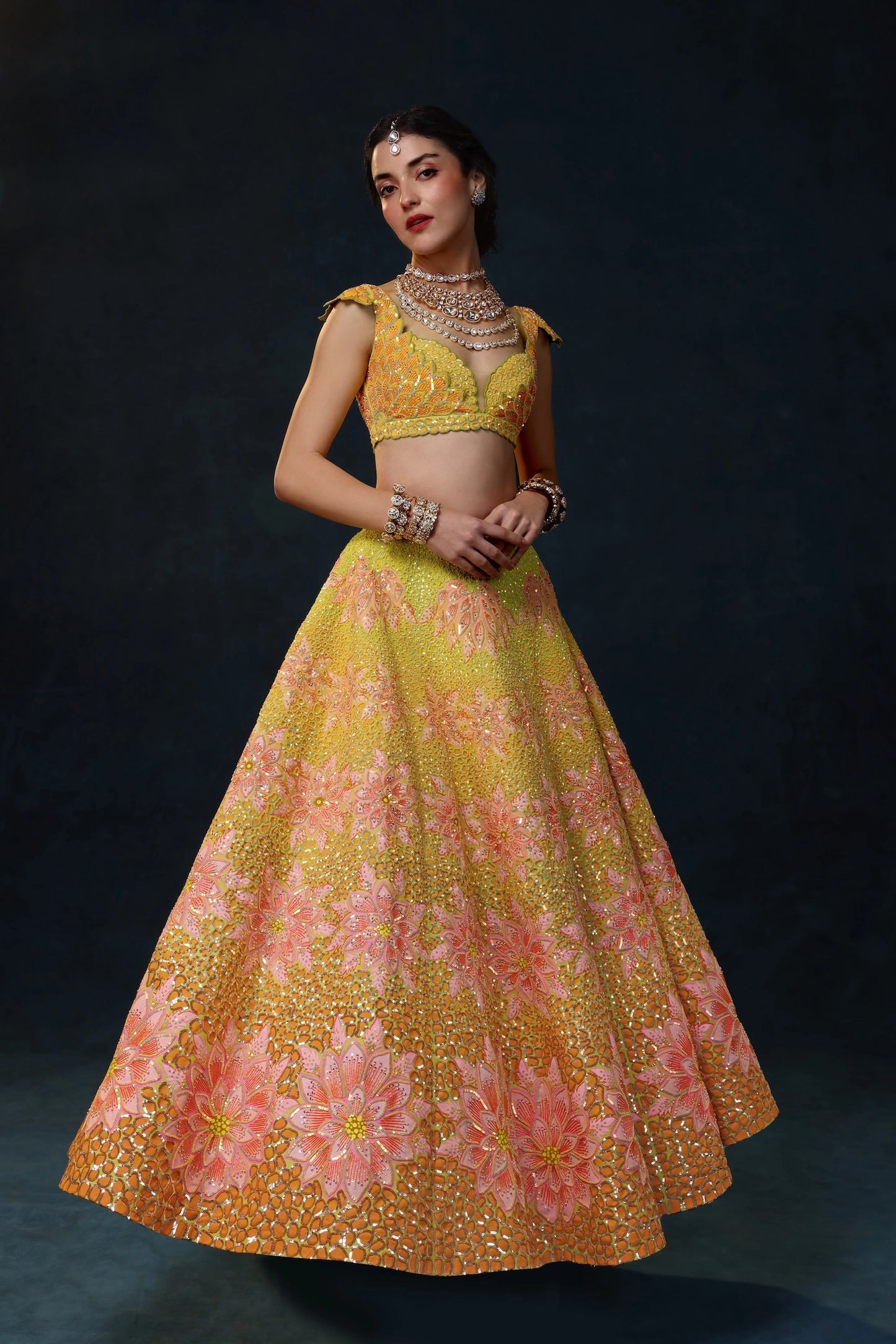 LARANJA BLOOM LEHENGA SET