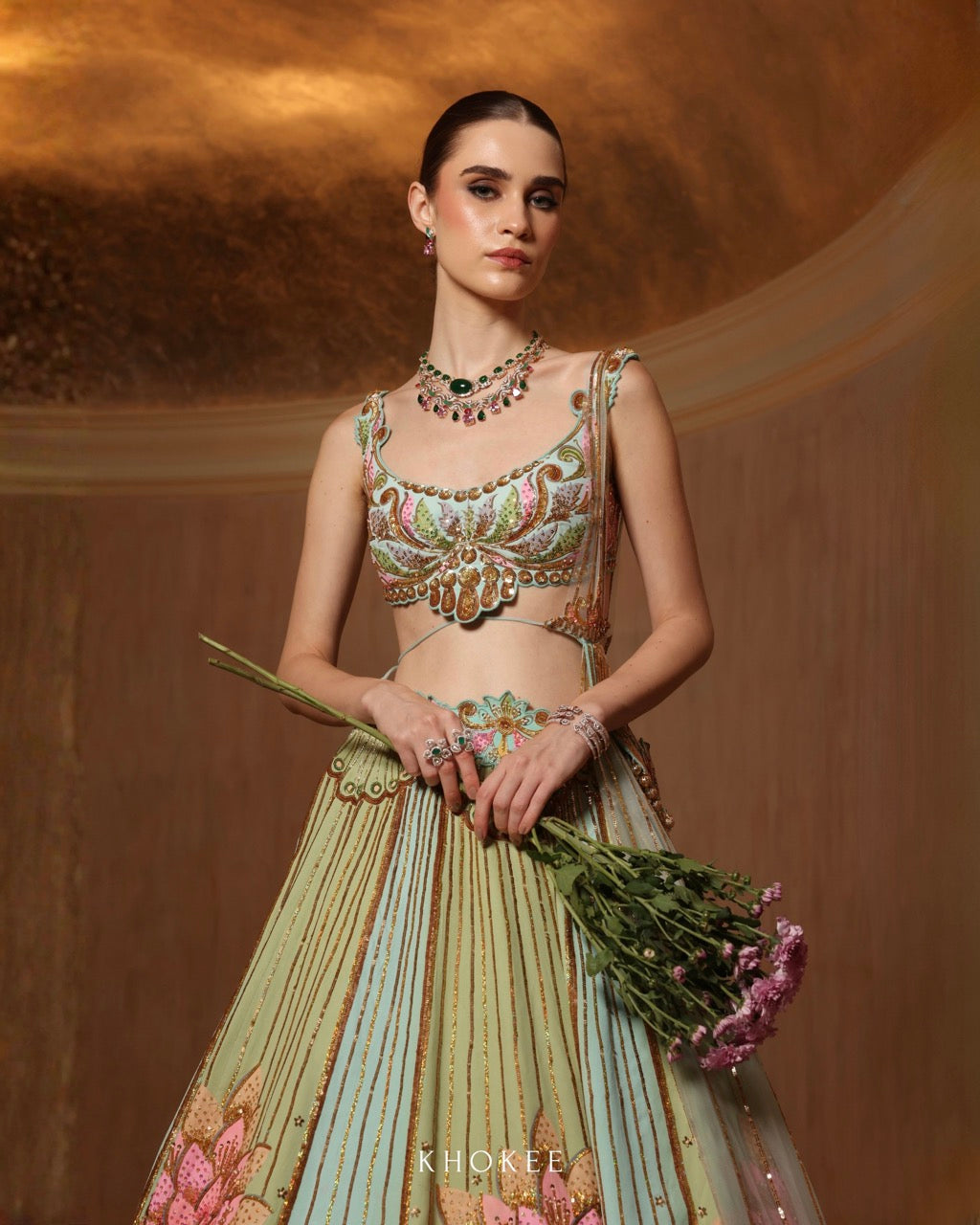 BLOOMING LEAF LEHENGA SET