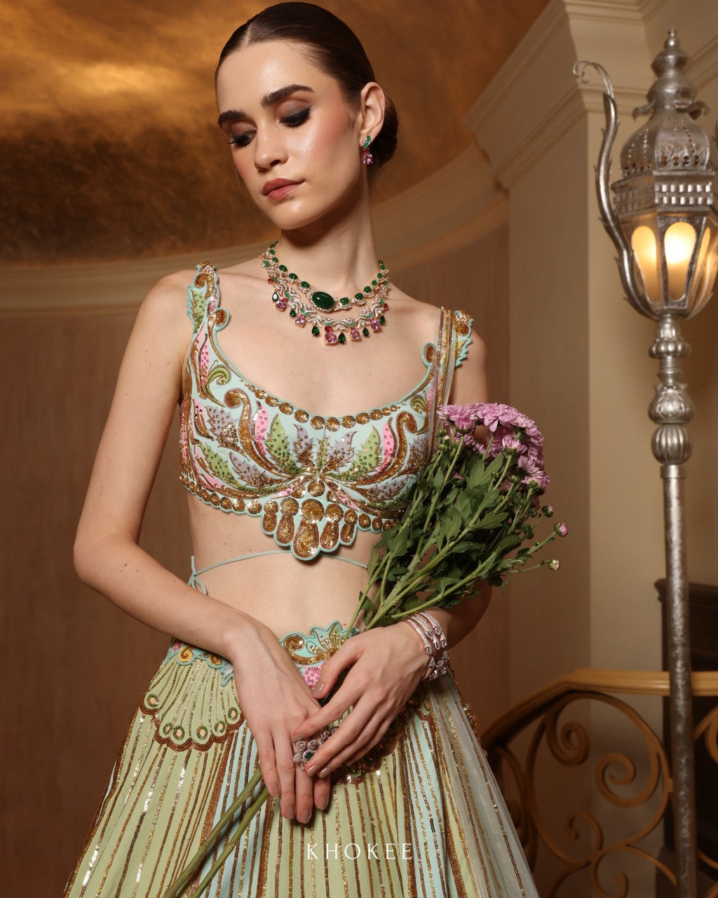 BLOOMING LEAF LEHENGA SET