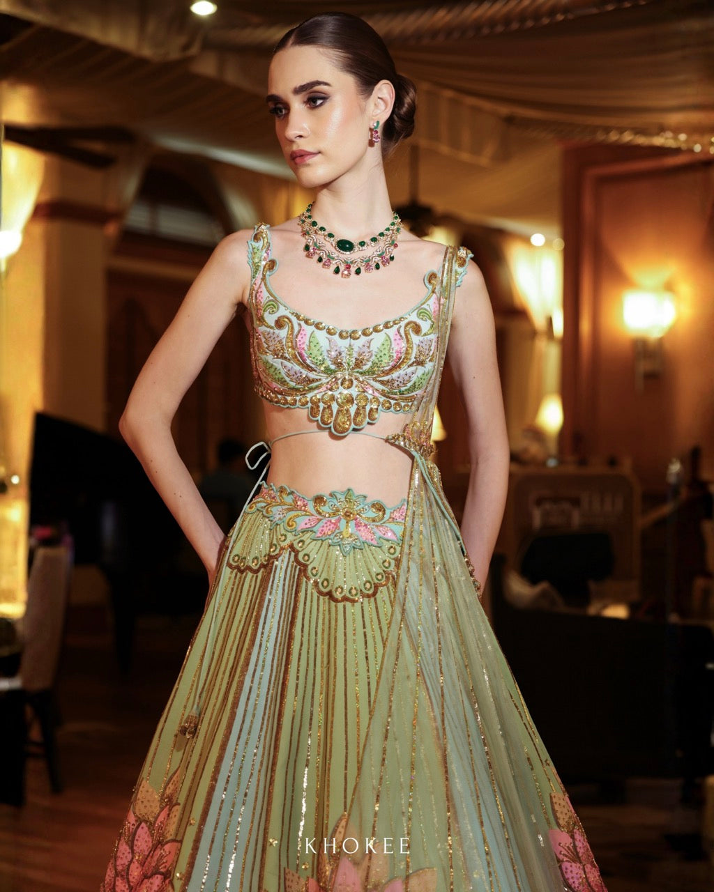BLOOMING LEAF LEHENGA SET