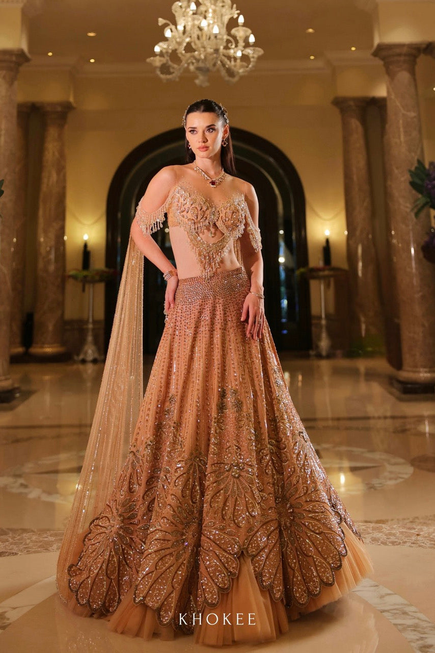 GOLDEN DROP LEHENGA SET
