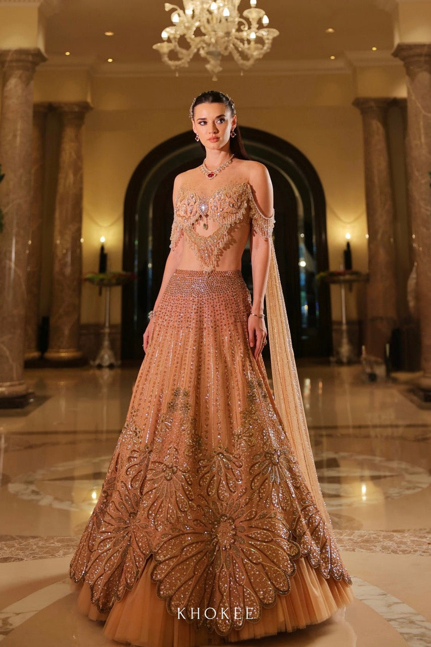 GOLDEN DROP LEHENGA SET