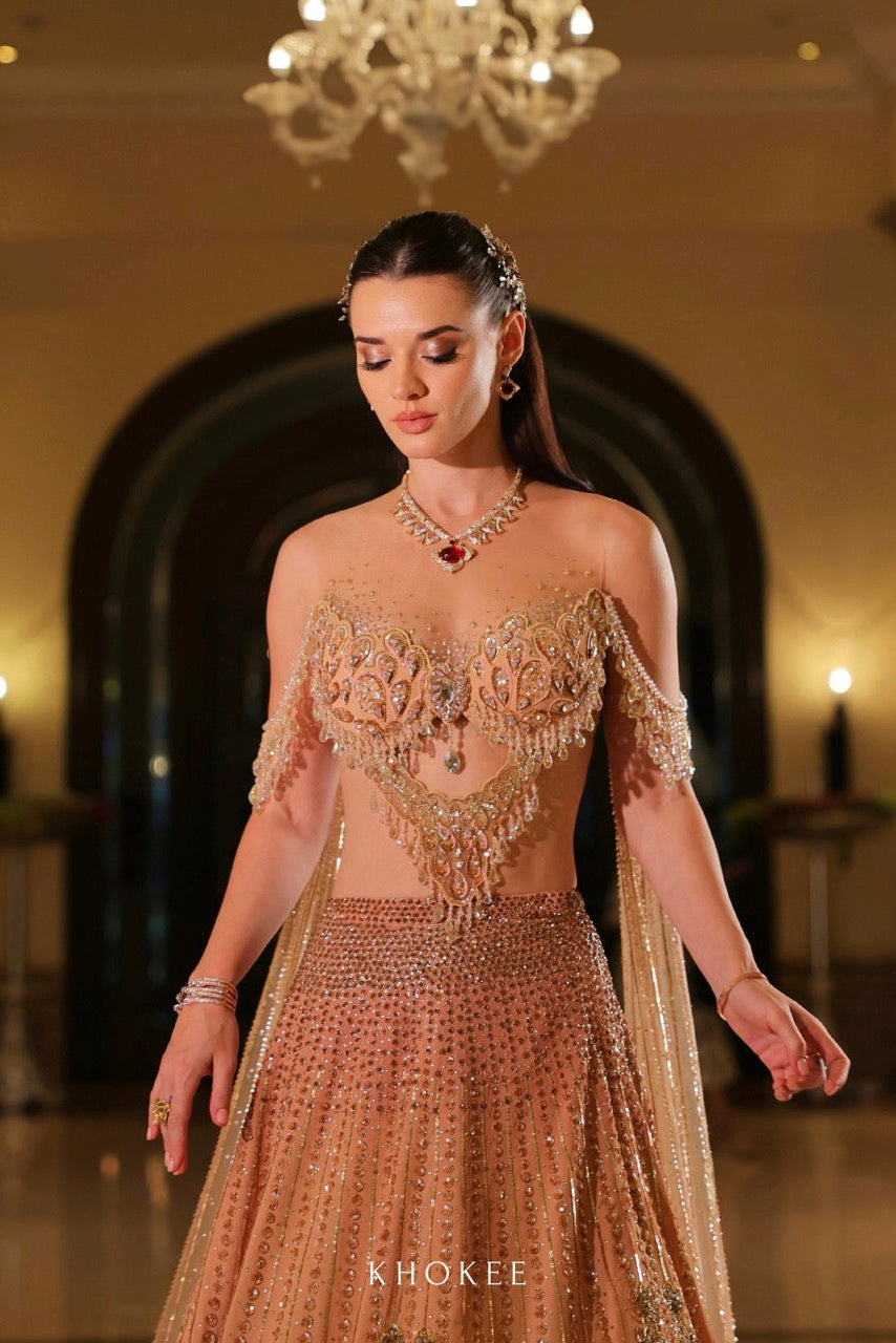 GOLDEN DROP LEHENGA SET