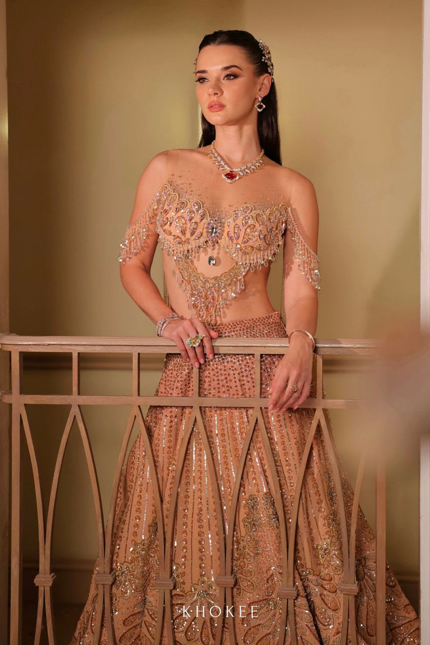 GOLDEN DROP LEHENGA SET