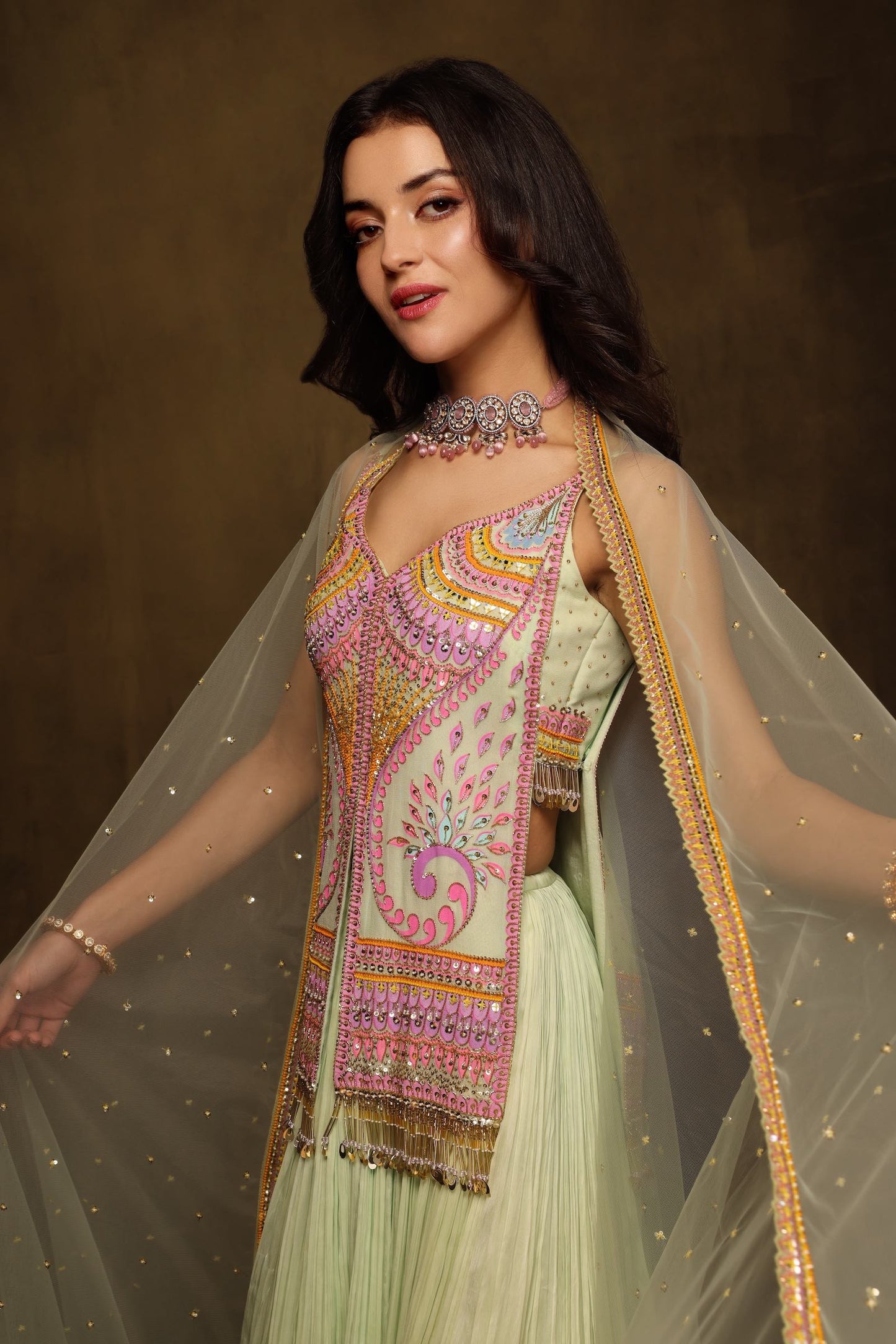 MINT FLORA FLAP LEHENGA SET