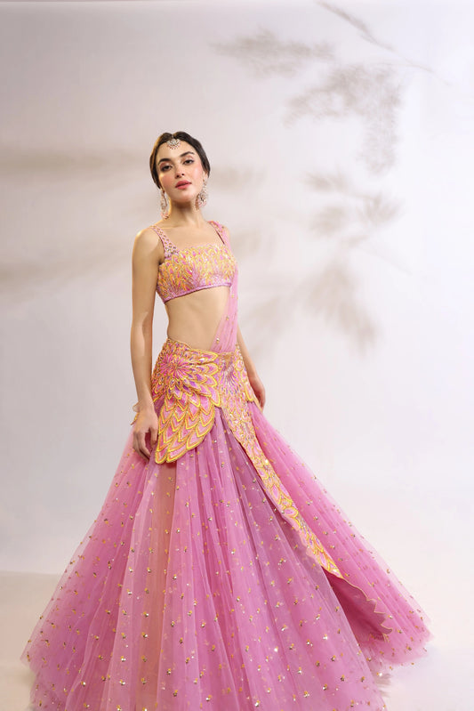MOHHAR LOTUS BLOOM SAREE SET